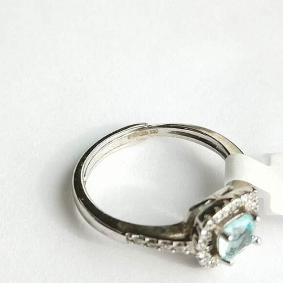 Sky Blue And White Sapphire ring size 6.5 Adjustable - Picture 7 of 8